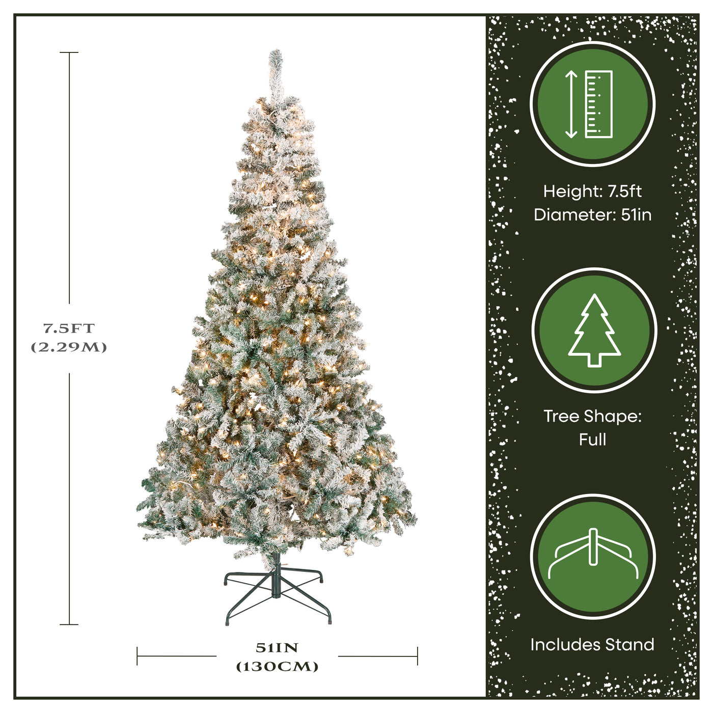 7.5 ft. Pre-Lit Acacia Flocked Tree with Clear Lights - National Tree Company