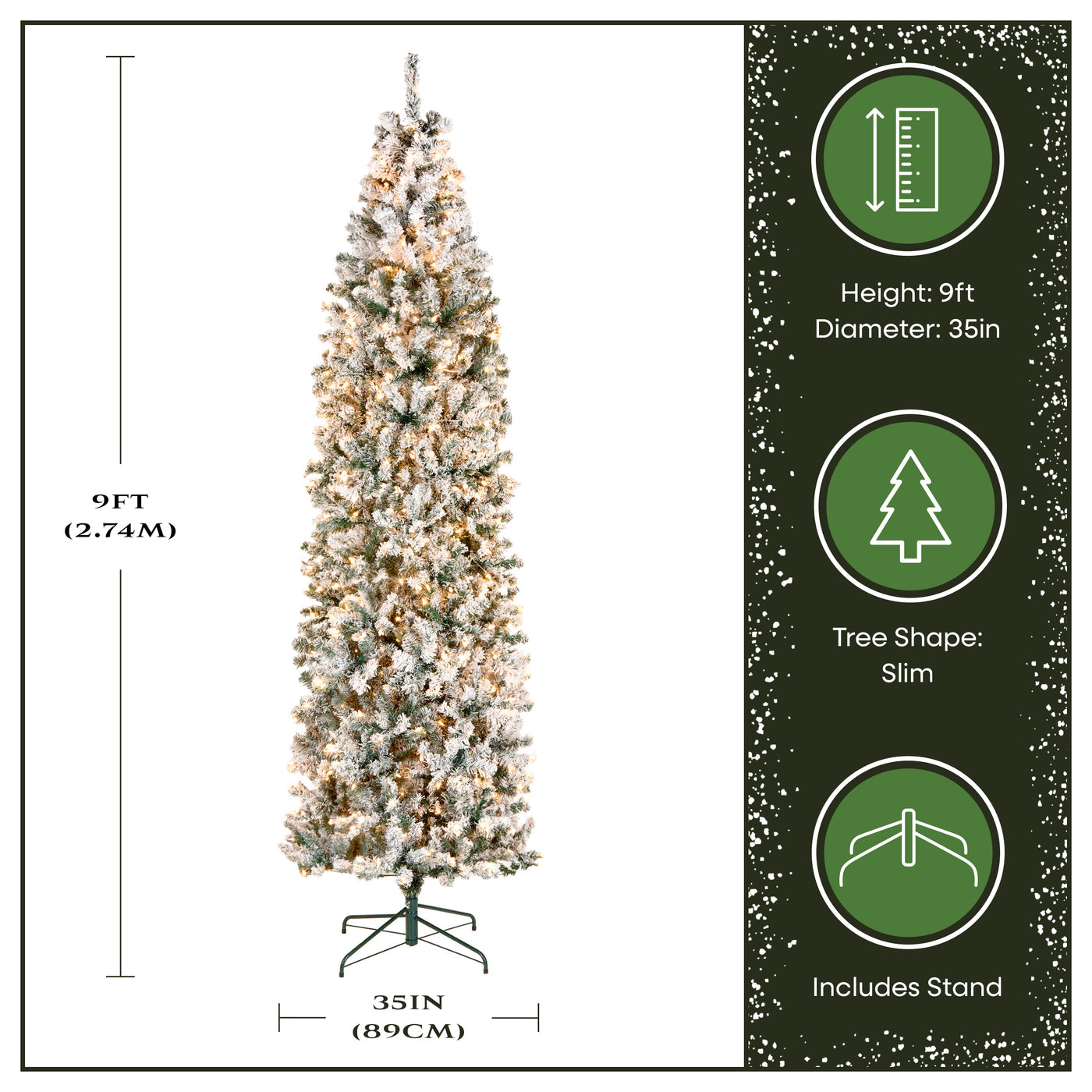 9 ft. Pre-Lit Acacia Flocked Slim Tree with Clear Lights - National Tree Company