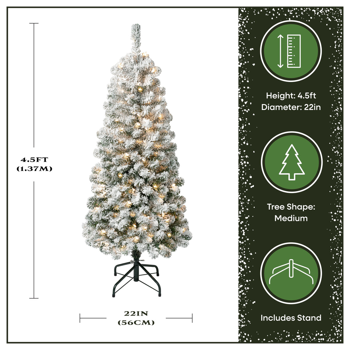 4.5 ft. Pre-Lit Acacia Flocked Tree with Clear Lights - National Tree Company