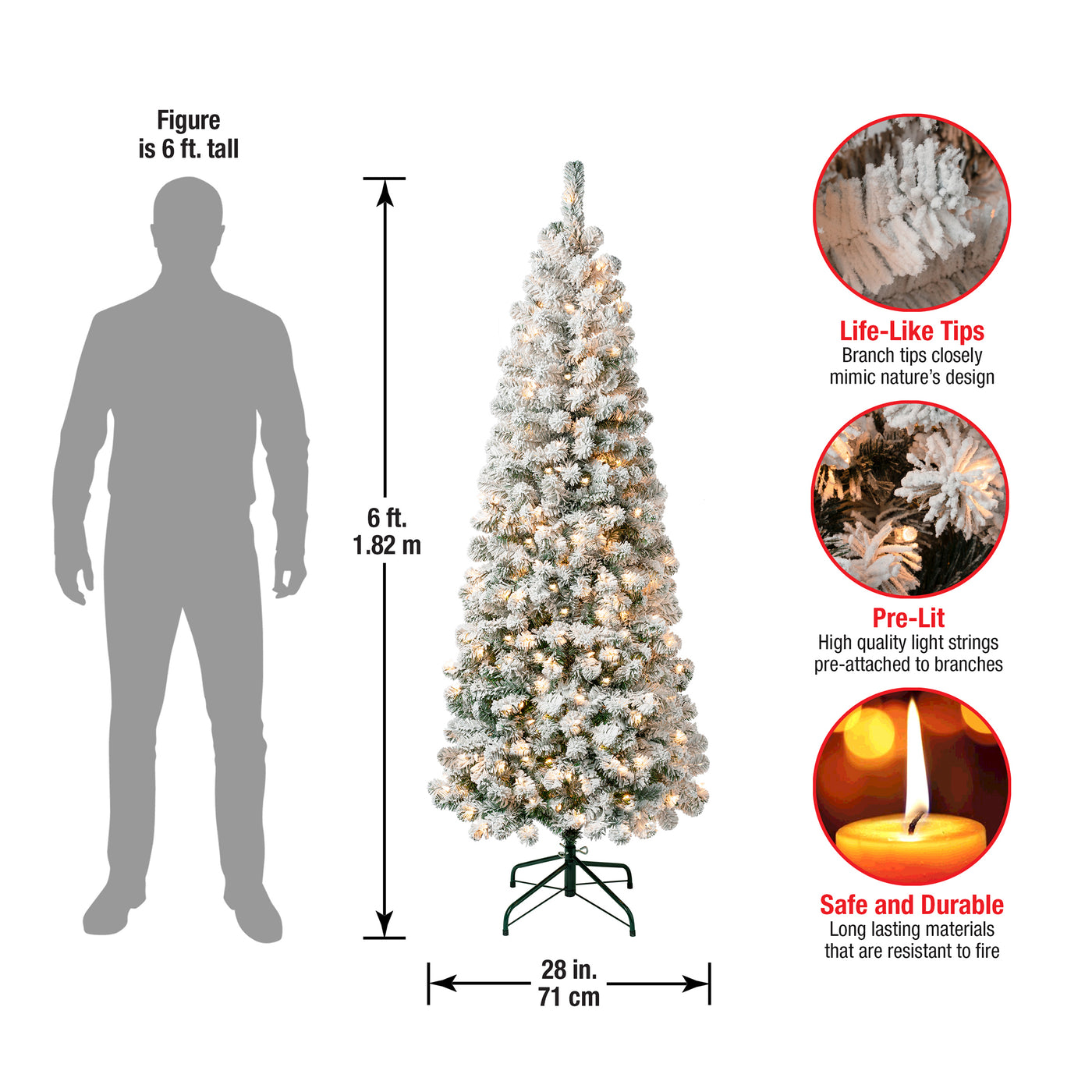 6 ft. Pre-Lit Acacia Medium Flocked Tree with Clear Lights - National Tree Company