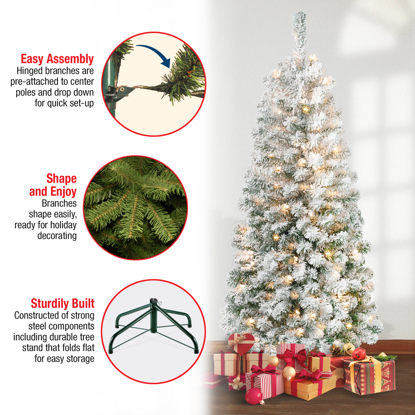 6 ft. Pre-Lit Acacia Medium Flocked Tree with Clear Lights - National Tree Company