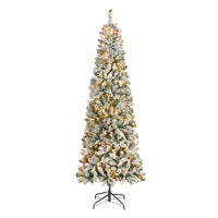 7.5 ft. Pre-Lit Acacia Medium Flocked Tree with Clear Lights - National Tree Company