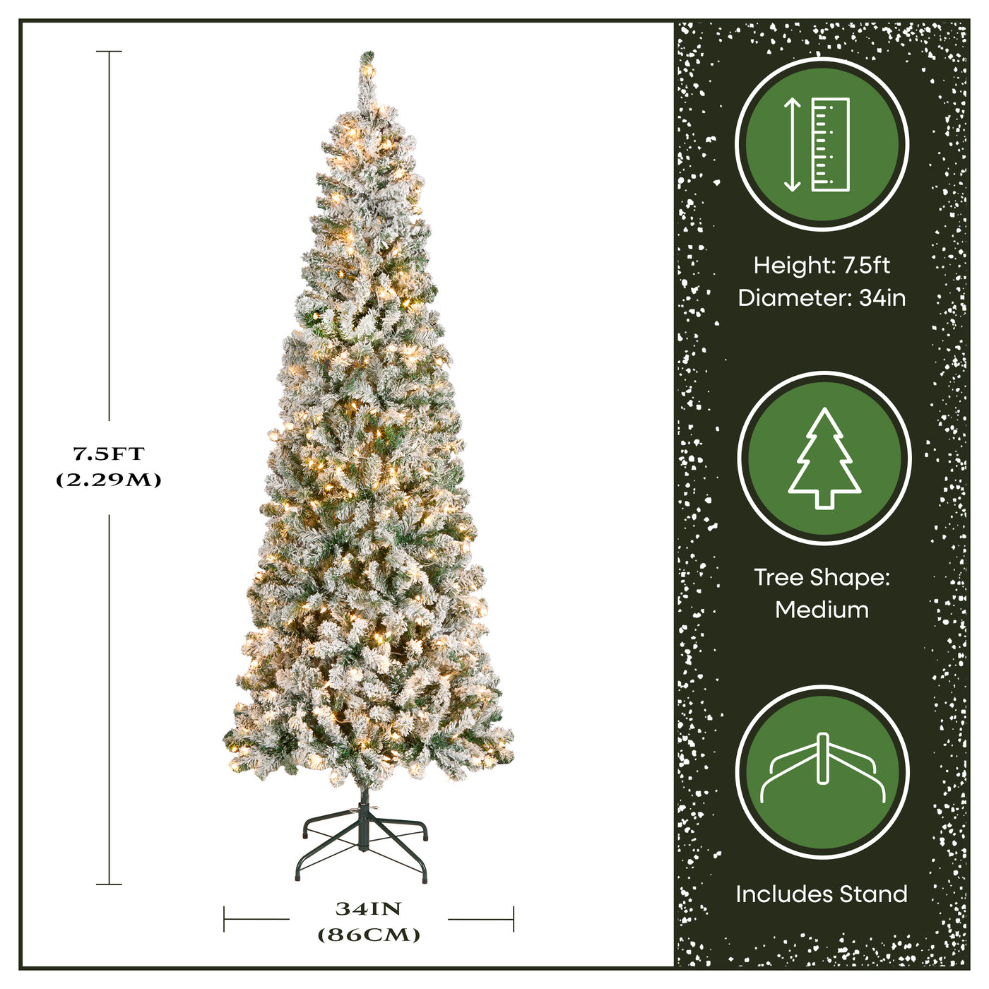 7.5 ft. Pre-Lit Acacia Medium Flocked Tree with Clear Lights - National Tree Company