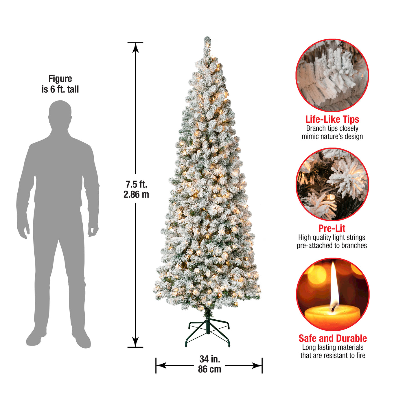 7.5 ft. Pre-Lit Acacia Medium Flocked Tree with Clear Lights - National Tree Company