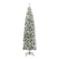7.5 ft. Pre-Lit Acacia Pencil Slim Flocked Tree with Clear Lights - National Tree Company