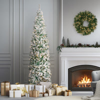 7.5 ft. Pre-Lit Acacia Pencil Slim Flocked Tree with Clear Lights - National Tree Company
