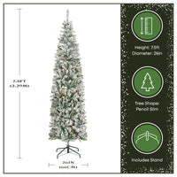 7.5 ft. Pre-Lit Acacia Pencil Slim Flocked Tree with Clear Lights - National Tree Company