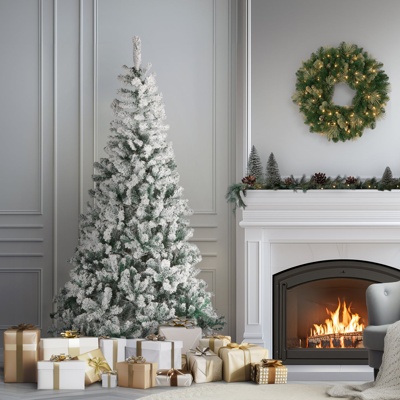 7.5 ft. Acacia Flocked Tree - National Tree Company