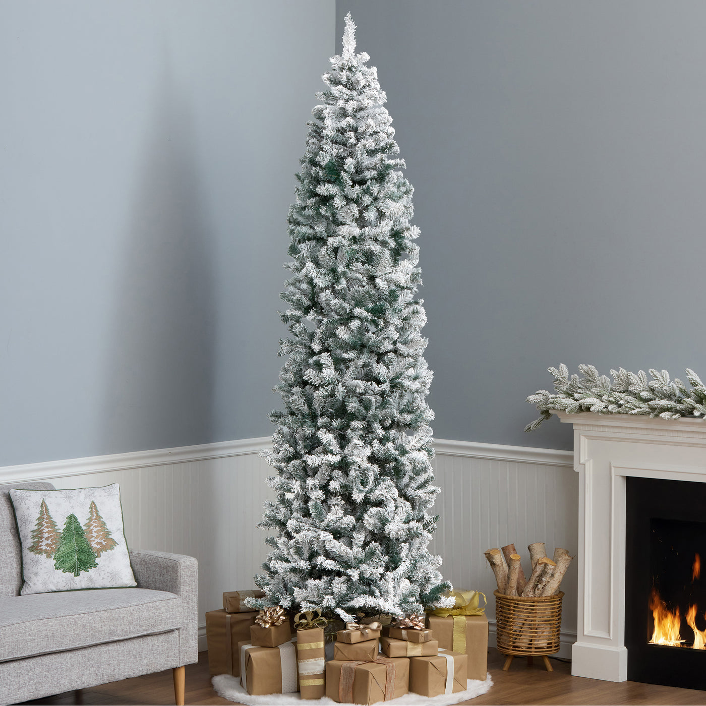9 ft. Acacia Flocked Slim Tree - National Tree Company