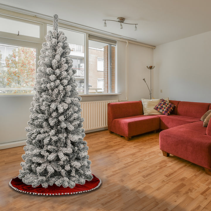 First Traditions Acacia Flocked Tree Medium Christmas Tree, 6 ft