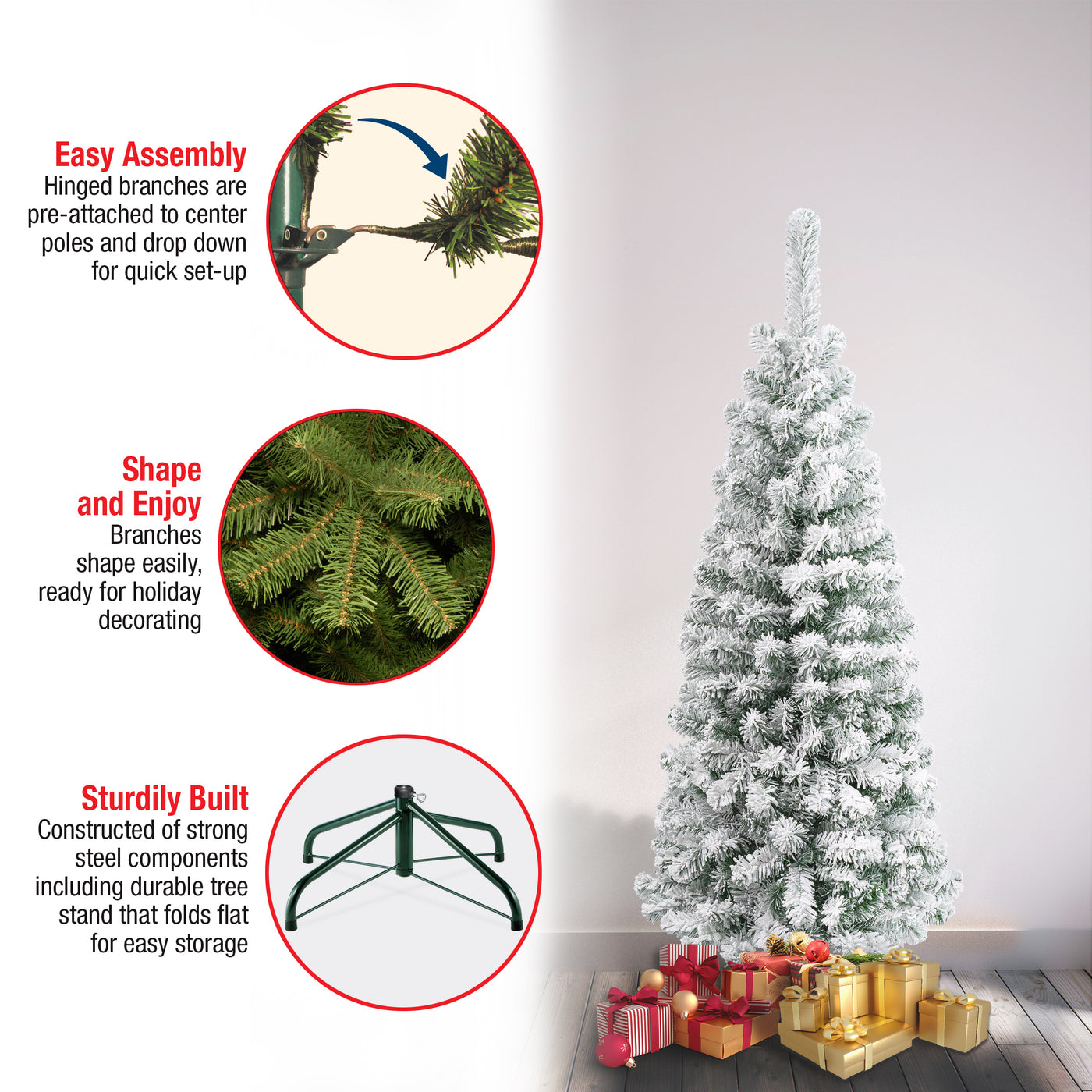 4.5 ft. Acacia Pencil Slim Flocked Tree - National Tree Company