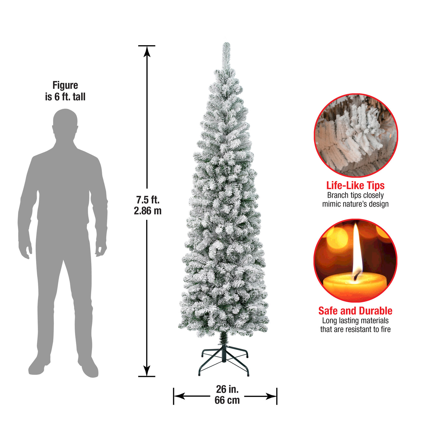 7.5 ft. Acacia Pencil Slim Flocked Tree - National Tree Company