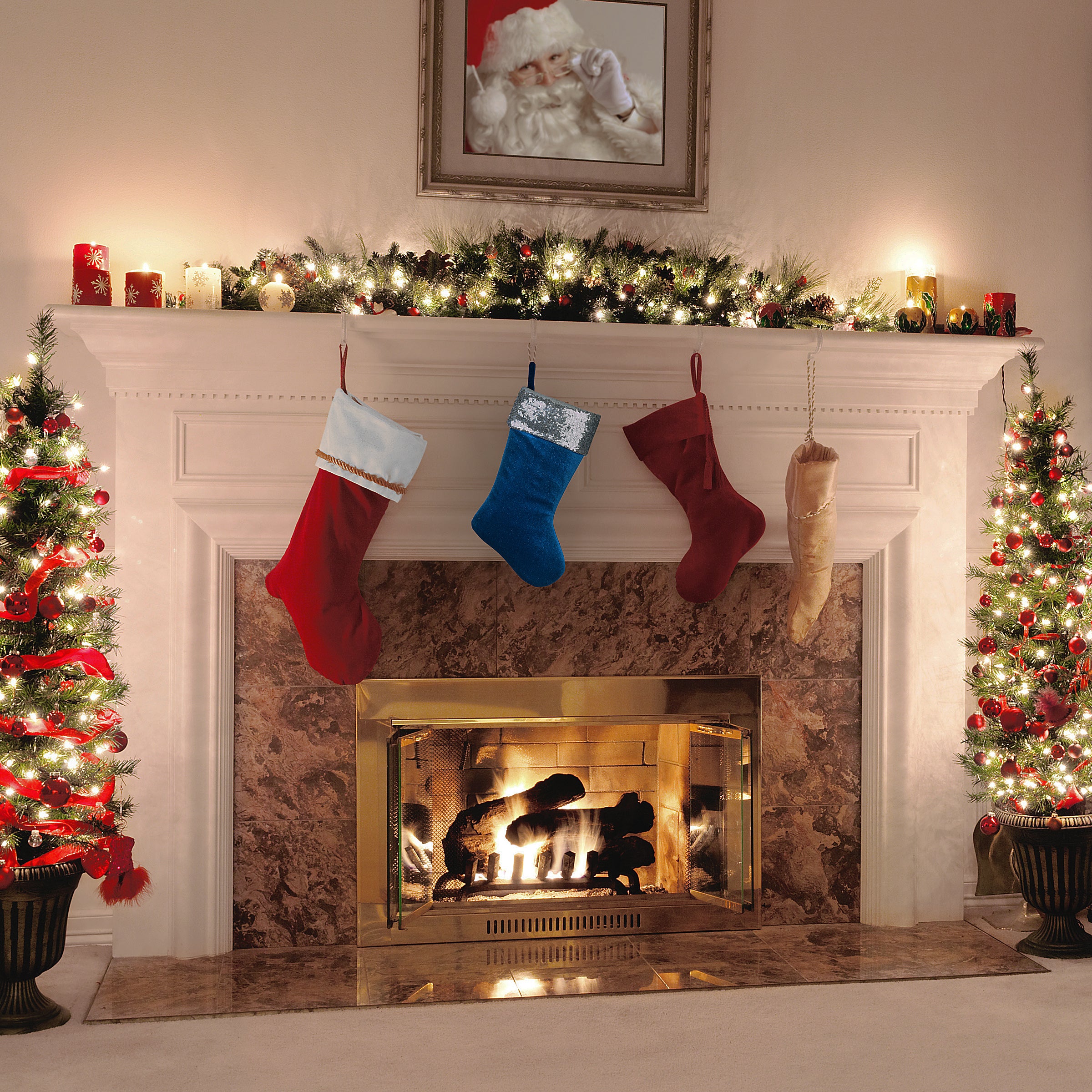19 in. Arctic Lights Collection Blue Velvet Stocking · National