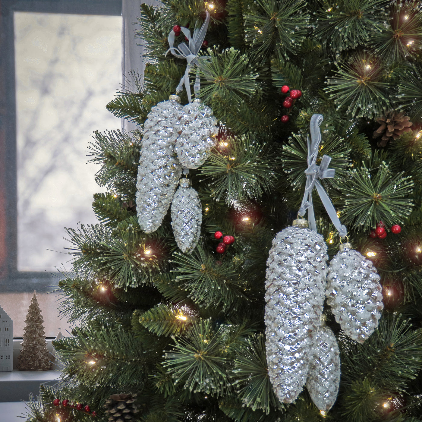 2 Piece HGTV Home Collection Pinecone Cluster Ornaments - National Tree Company