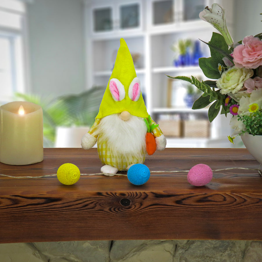 11 in. Yellow Easter Bunny Gnome Table Decoration