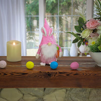 Easter Bunny Gnome Table Decoration, Pink, Easter Collection, 11 Inches - National Tree Company