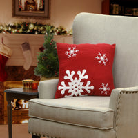 18 in. General Store Collection Red Pillow with Snowflakes - National Tree Company