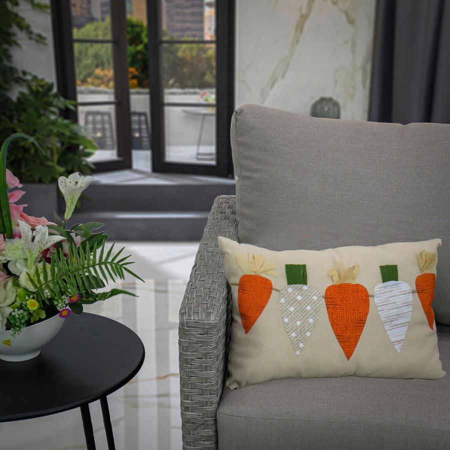 18 in. by 10 in. String of Carrots Easter Decorative Pillow