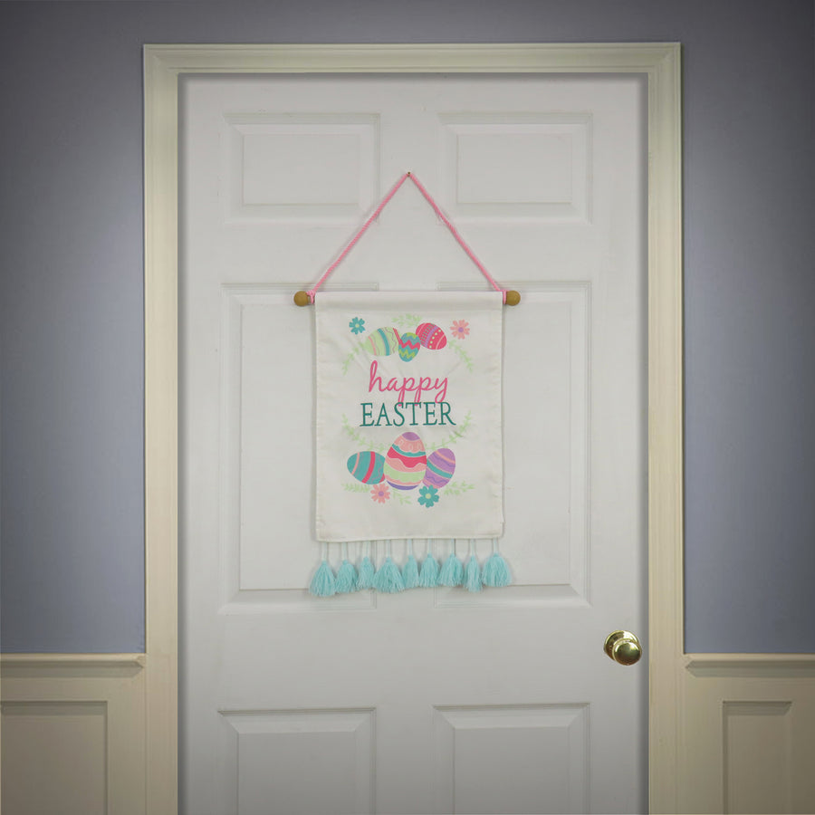 19 in. Happy Easter with Eggs Hanging Banner Decoration