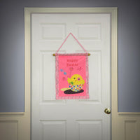 Happy Easter Hanging Banner Decoration, Pink, Easter Collection, 18 Inches - National Tree Company