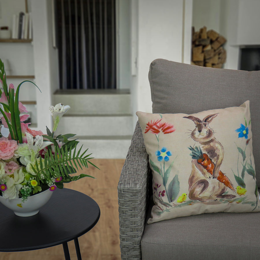 16 in. Easter Bunny with Carrots Decorative Pillow