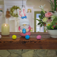 Easter Bunny Gnome Table Decoration, Pink, Easter Collection, 13 Inches - National Tree Company