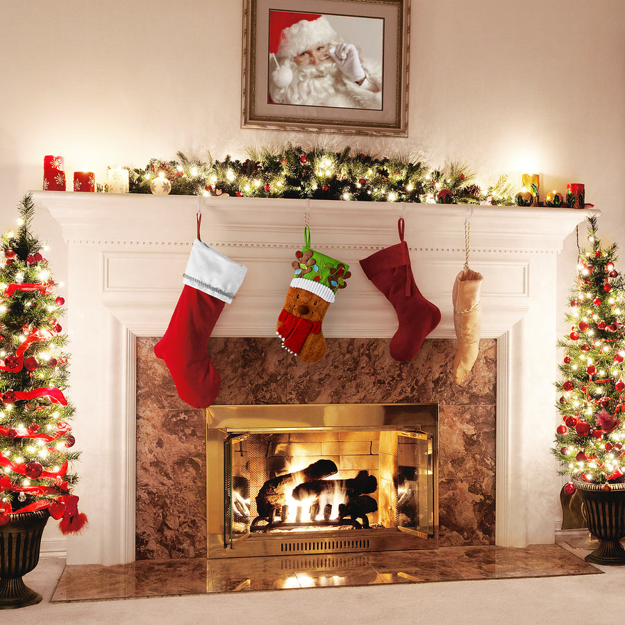 20 in. Be Merry Collection Novelty Teddy Bear Christmas Stocking, Red Scarf and Green Hat