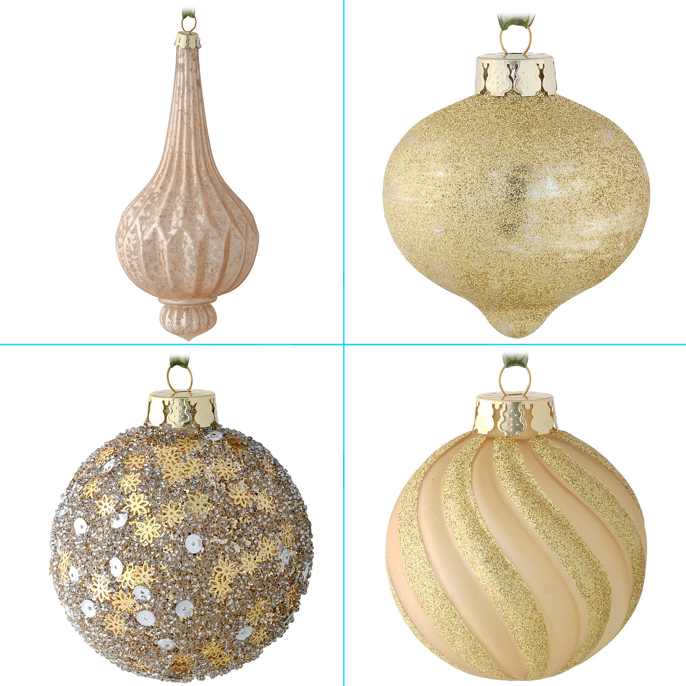 20-Piece Christmas Tree Ornament Set, Yuletide Glam Collection - National Tree Company