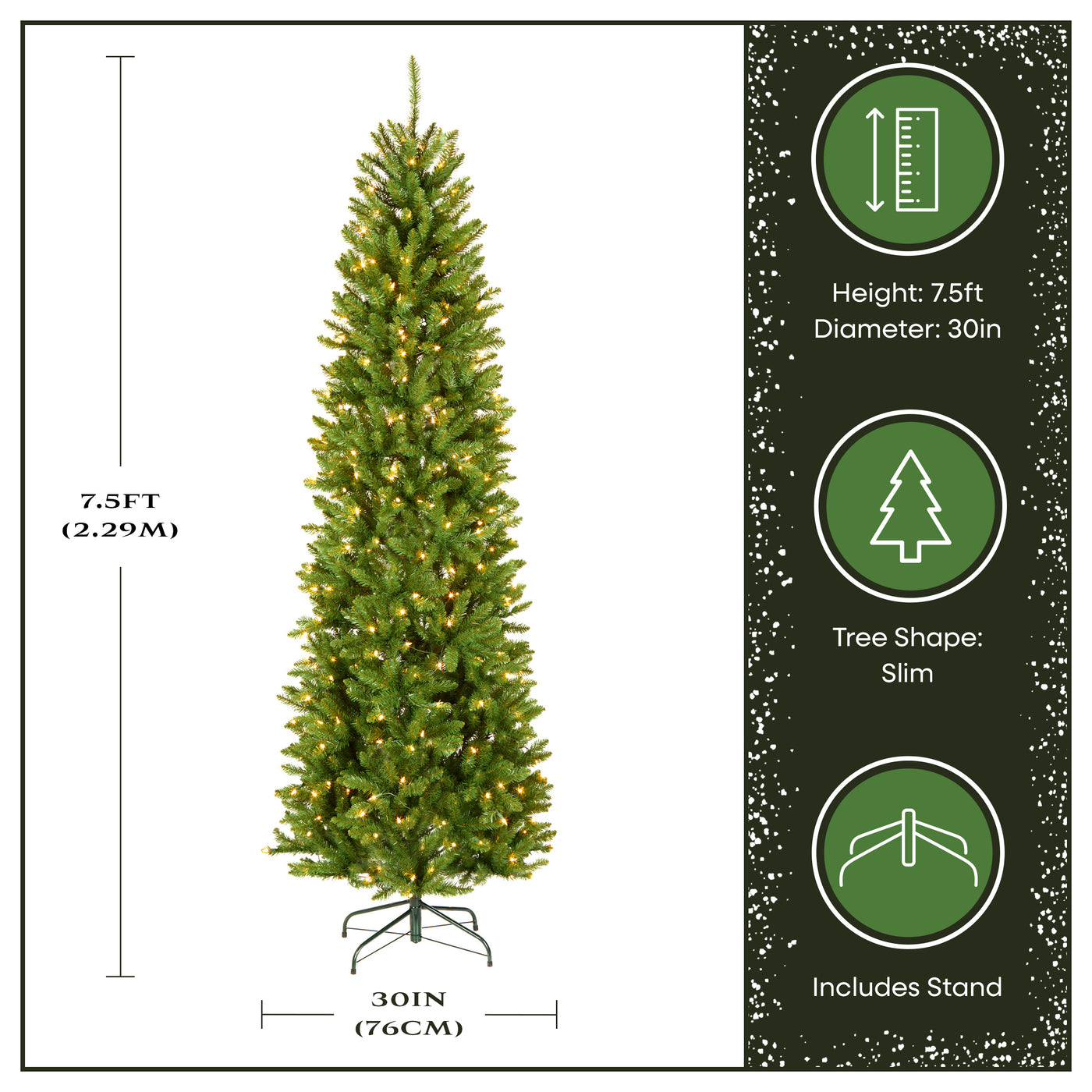 7.5 ft. Pre-Lit Kingswood Fir Slim Tree with Clear Lights - National Tree Company