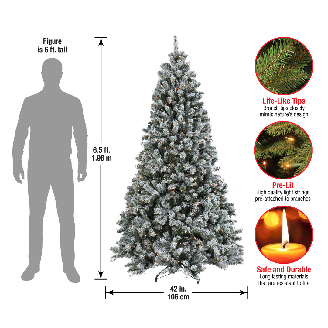 6.5 ft. Snowy North Valley® Spruce Tree with Clear Lights