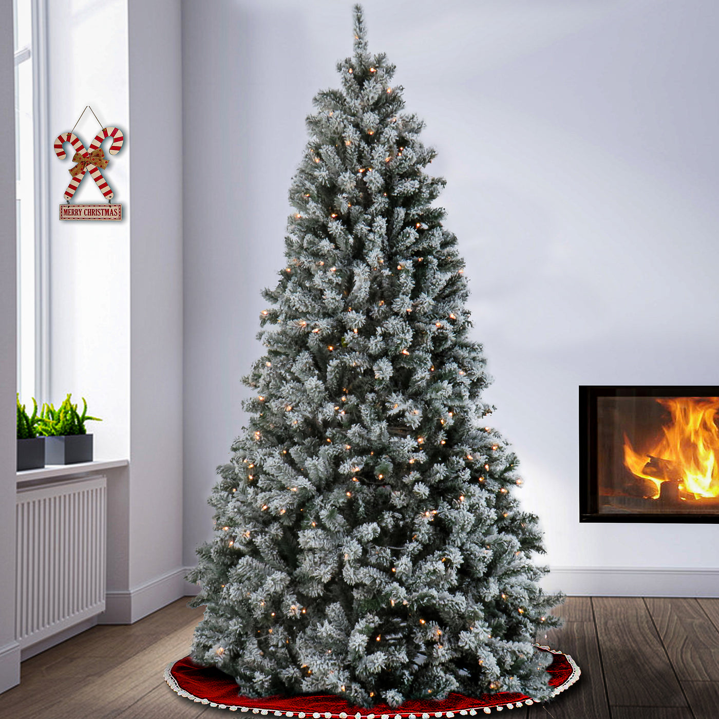 7.5 ft. Pre-Lit North Valley Spruce Snowy Tree with Clear Lights - National Tree Company