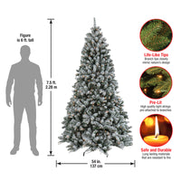 7.5 ft. Pre-Lit North Valley Spruce Snowy Tree with Clear Lights - National Tree Company