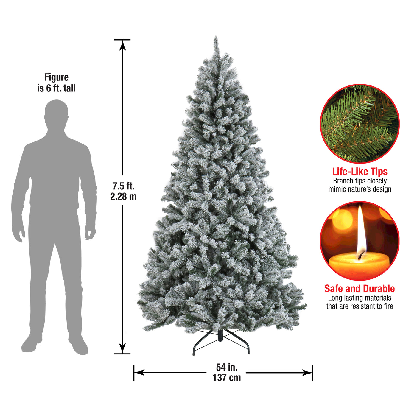 7.5 ft. North Valley Spruce Tree with Snow Dusted Braches - National Tree Company