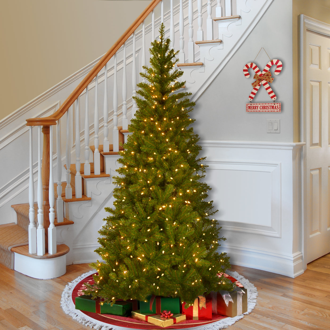 7.5 ft. Pre-Lit Aspen Spruce Slim Tree with Clear Lights - National Tree Company