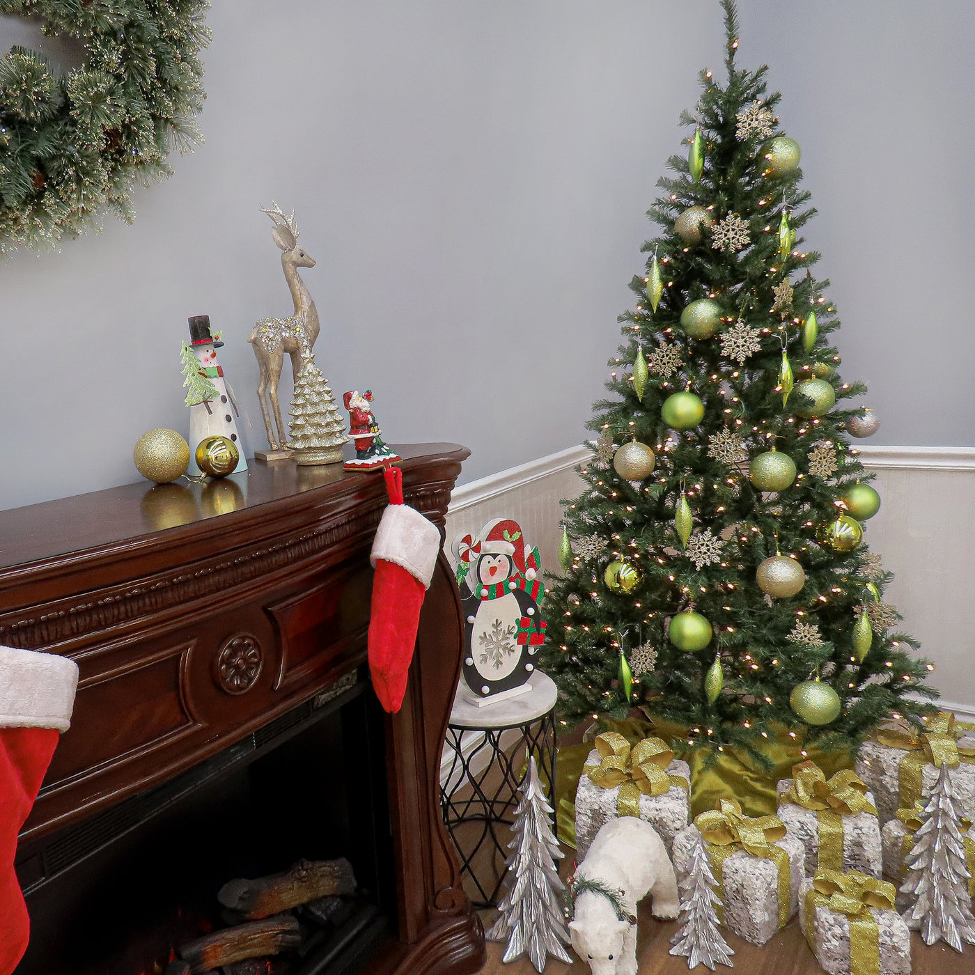 7.5 ft. Pre-Lit Aspen Spruce Slim Tree with Clear Lights - National Tree Company