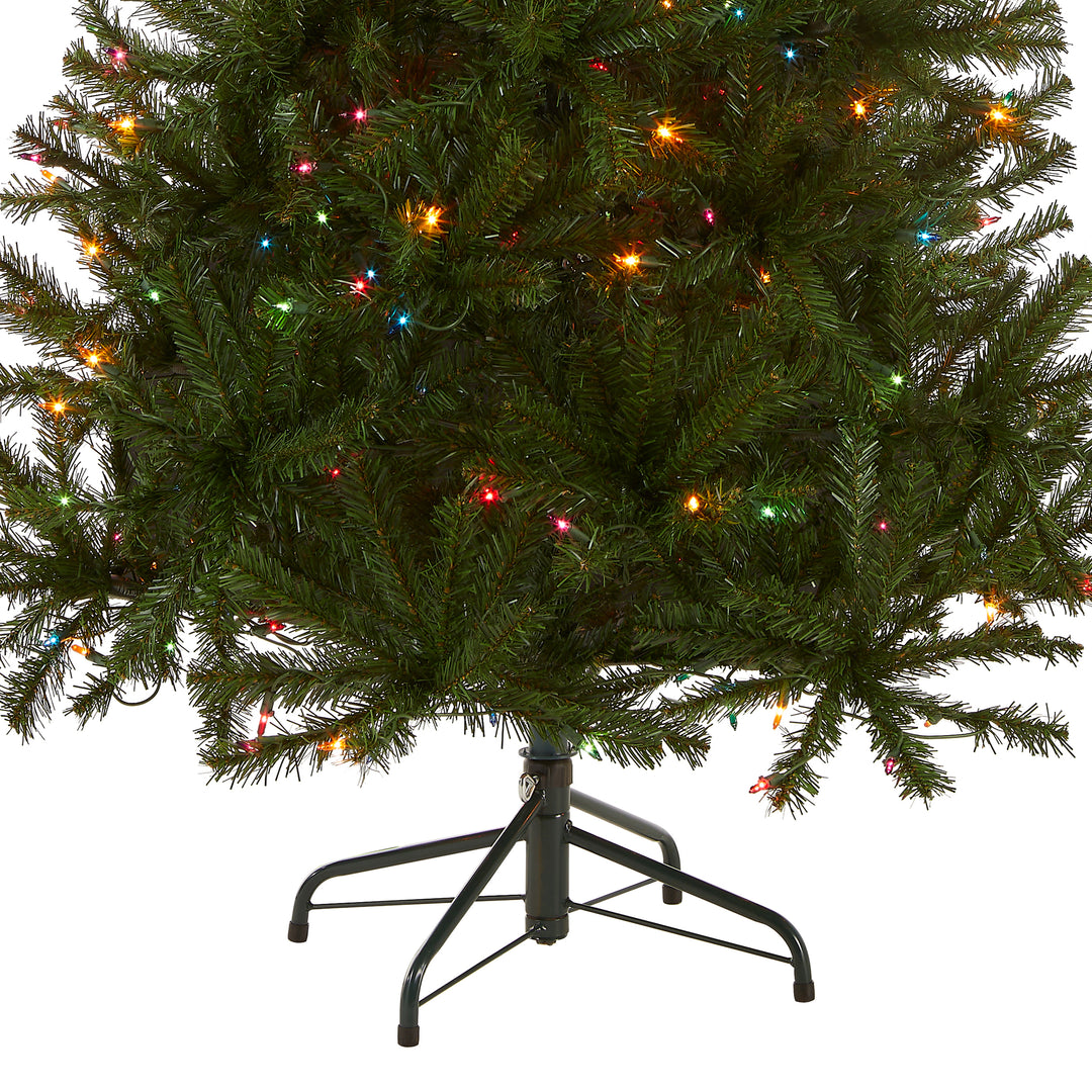 Pre-Lit Artificial Slim Christmas Tree, Green, Aspen Spruce, Multicolor Lights, Includes Stand, 6 Feet