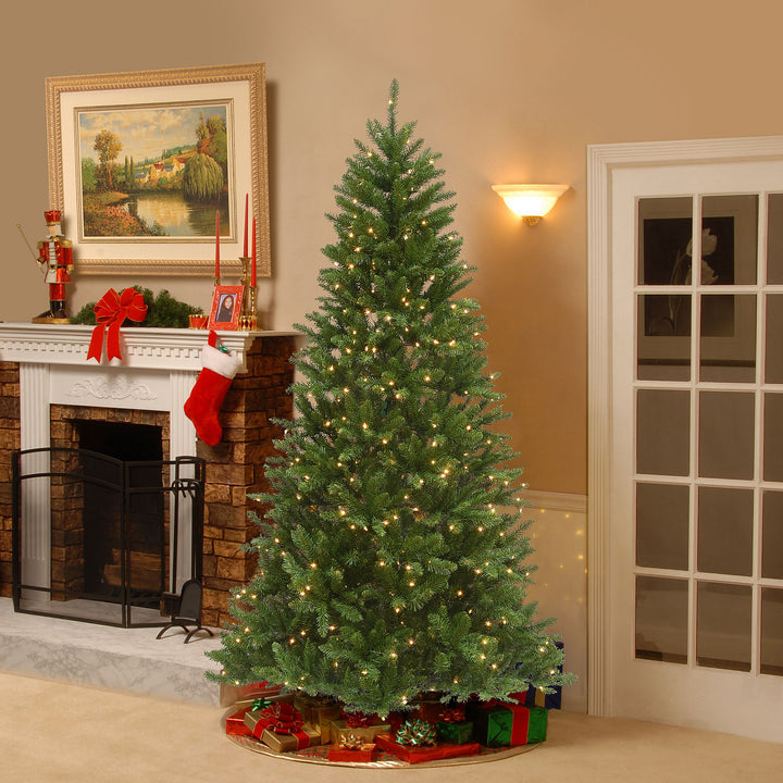 Pre-Lit Artificial Christmas Tree, Peyton Spruce, Green, White Lights, Includes Stand, 6.5 Feet