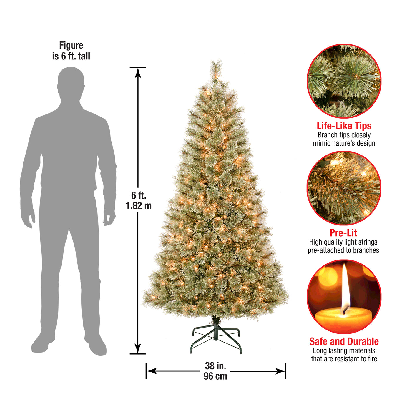 6 ft. Pre-Lit Arcadia Pine Cashmere with Clear Lights - National Tree Company