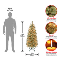 4.5 ft. Pre-Lit Arcadia Pine Cashmere Slim Tree with Clear Lights - National Tree Company