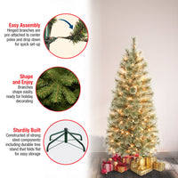 4.5 ft. Pre-Lit Arcadia Pine Cashmere Slim Tree with Clear Lights - National Tree Company