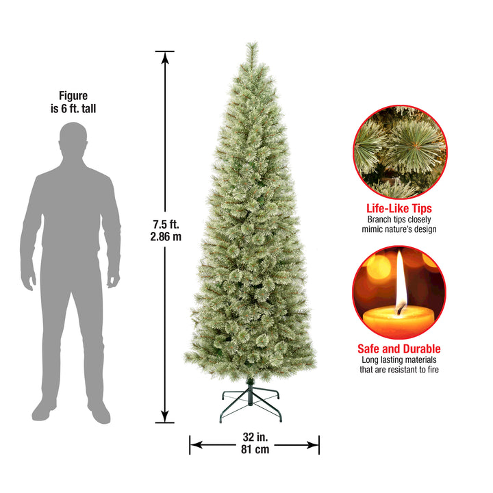 First Traditions Collection, 7.5ft Artificial Arcadia Pine Cashmere Slim Christmas Hinged Tree