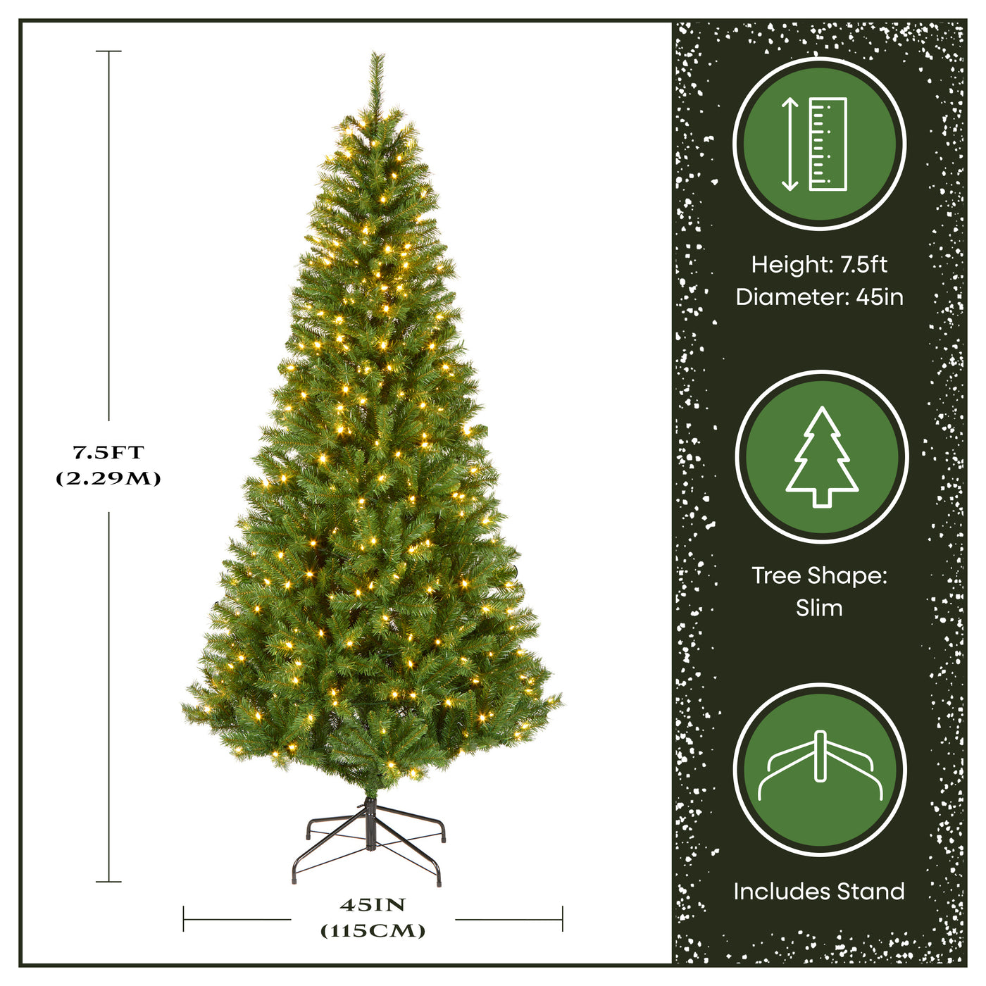 7.5 ft Pre-Lit Winchester Pine Slim Tree with Warm White LED Lights - National Tree Company