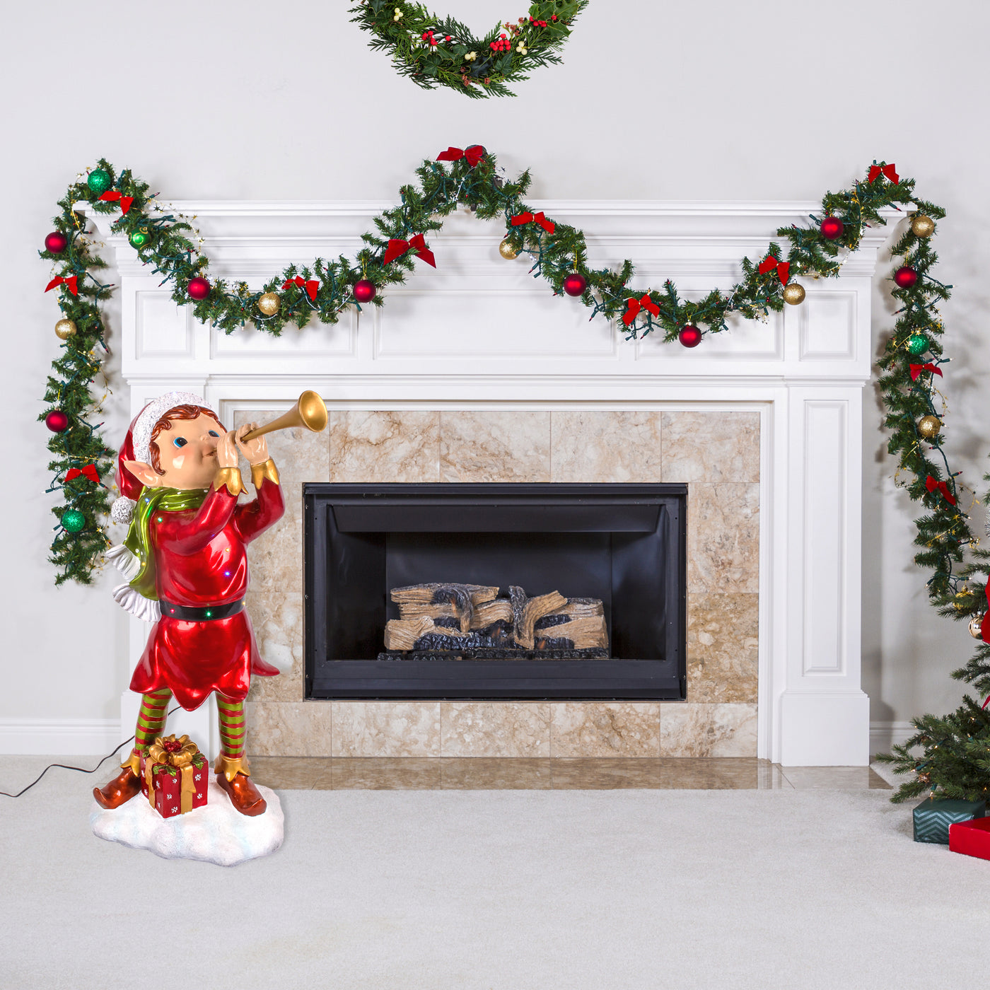 37" Horn Blowing Pixie Elf with Multicolor Lights - National Tree Company