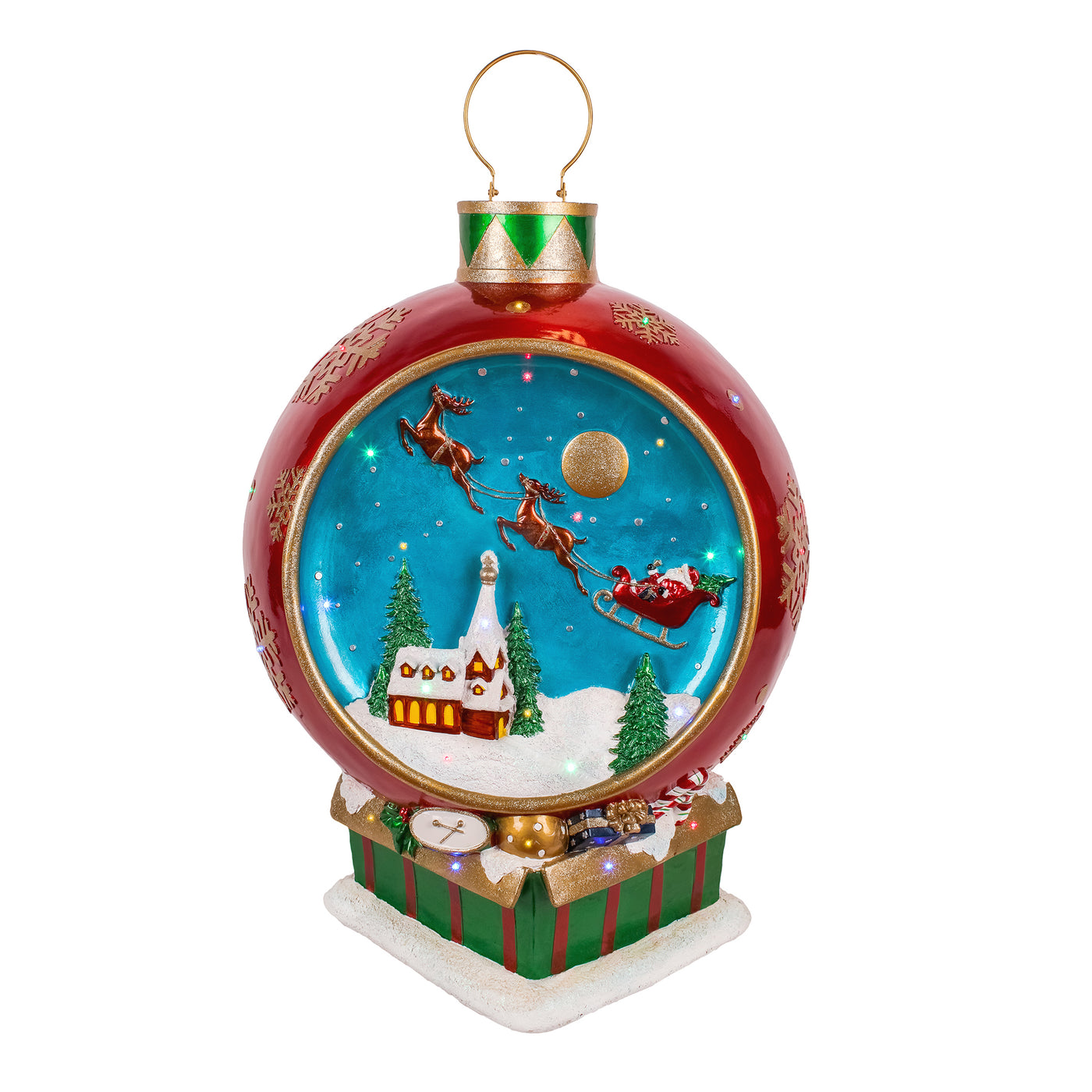 34 in. Santas Sleigh Ornament with Multicolor Lights and Music - National Tree Company