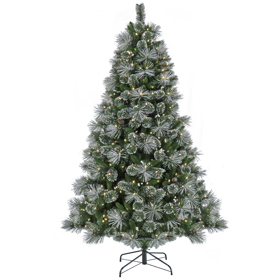 Pre-Lit Artificial Christmas Tree, Bryson Pine, with Warm White LED Lights, Plug in, 7.5 ft