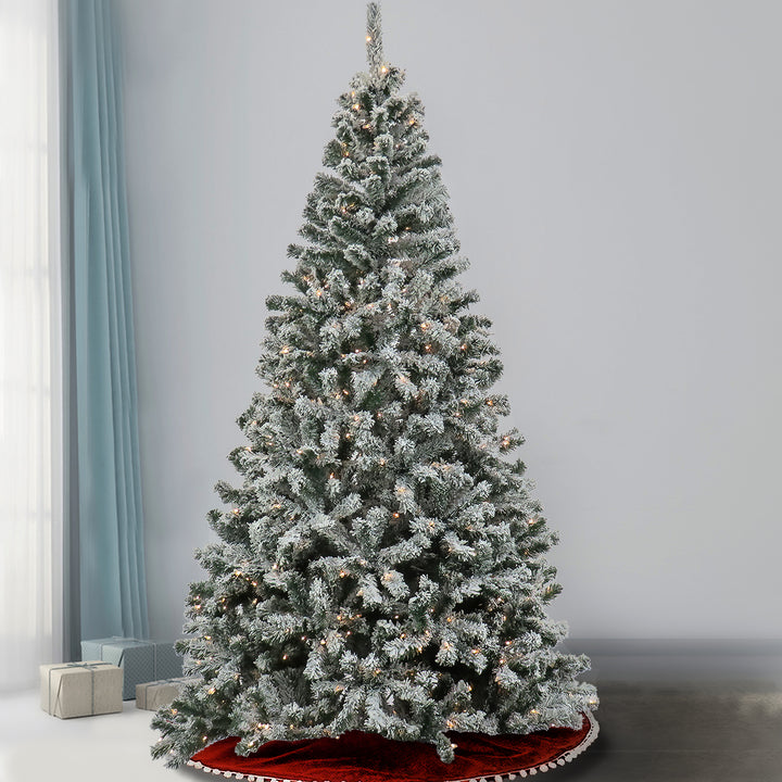 7.5 ft. Pre-Lit Frosted Bonnyville Spruce Tree with Clear Lights