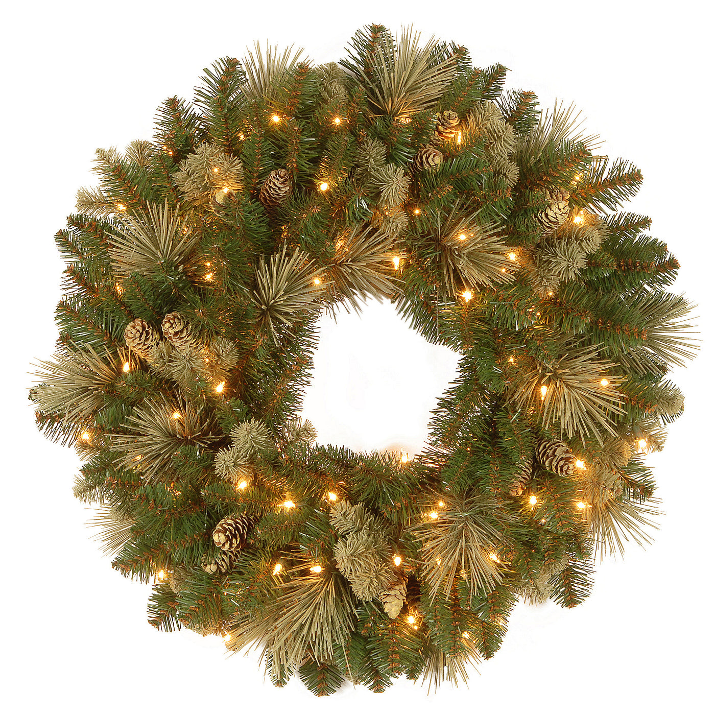 24 in. Pre-Lit Carolina Pine Wreath with LED Lights - National Tree Company