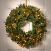 30 in. Pre-Lit Carolina Pine Wreath with Clear Lights - National Tree Company