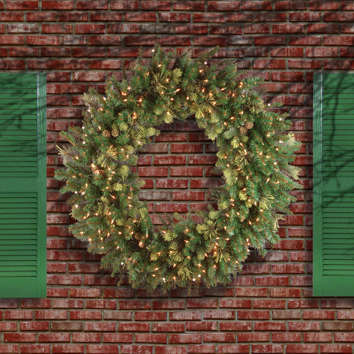 48 in. Pre-Lit Carolina Pine Wreath with Clear Lights - National Tree Company