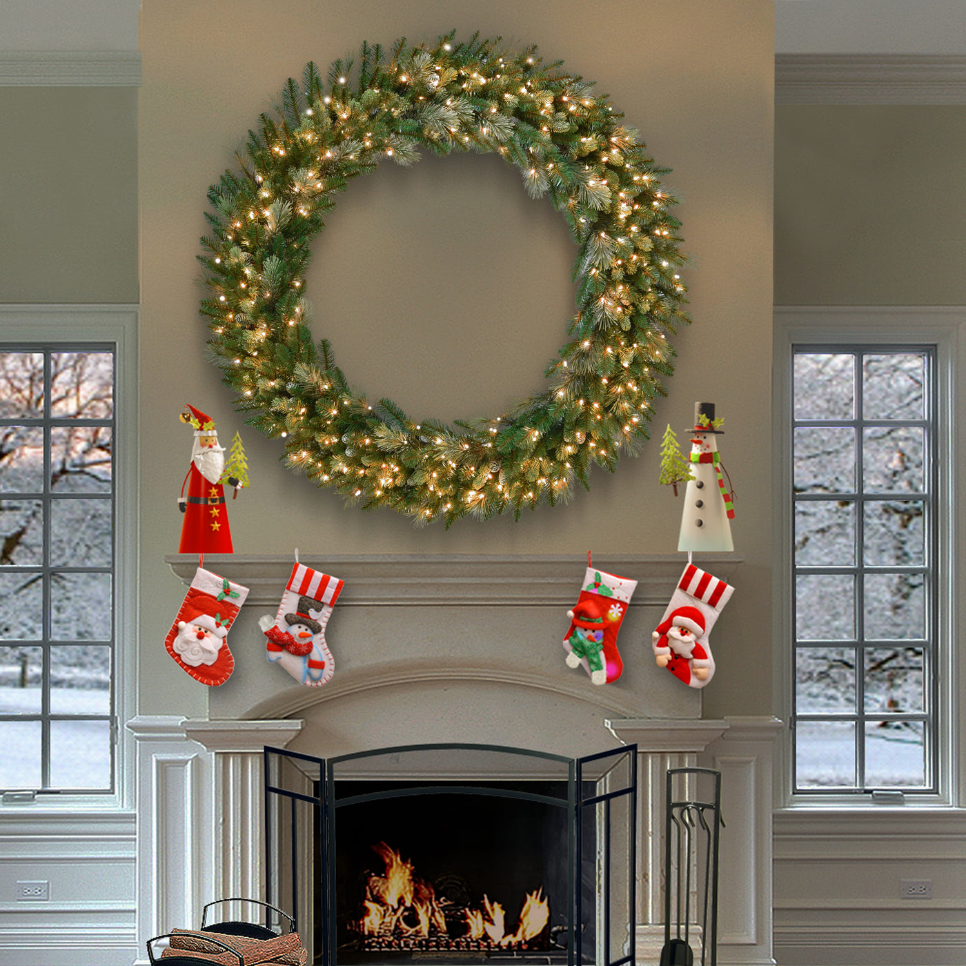 60 in. Pre-Lit Carolina Pine Wreath with Clear Lights - National Tree Company